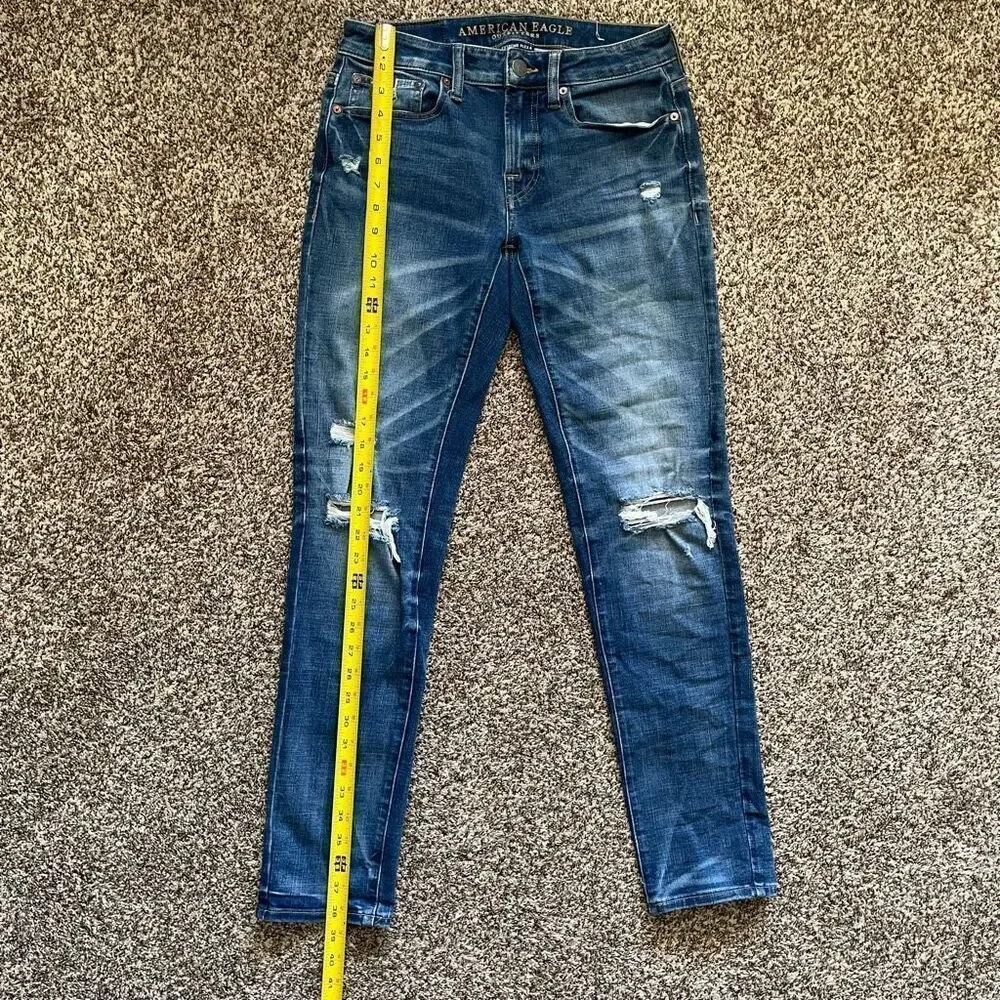 AE American Eagle skinny blue jeans men’s size 28x32 holes ripped distressed